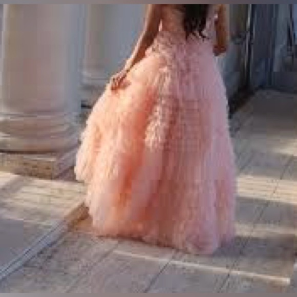 MAC DUGGAL tiered strapless tulle high low gown size 6 - Picture 15 of 15